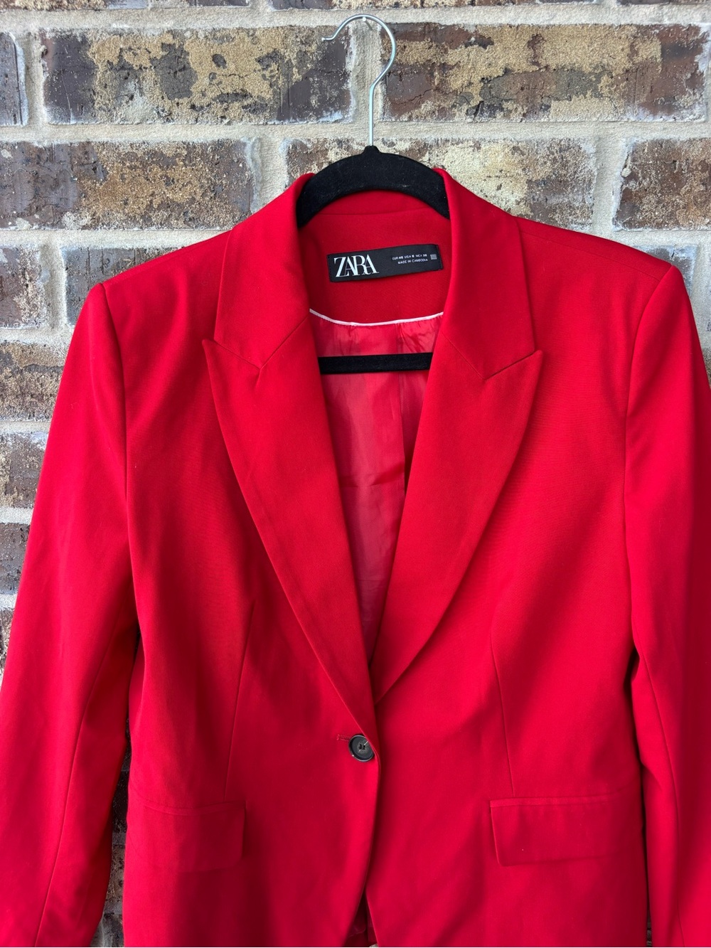 ZARA Red Tailored 2-Piece Pantsuit Set | Blazer + Trousers | Size 8/M - Picture 3 of 11